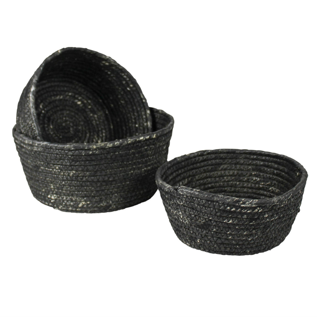 Black Woven Natural Fiber Bowls