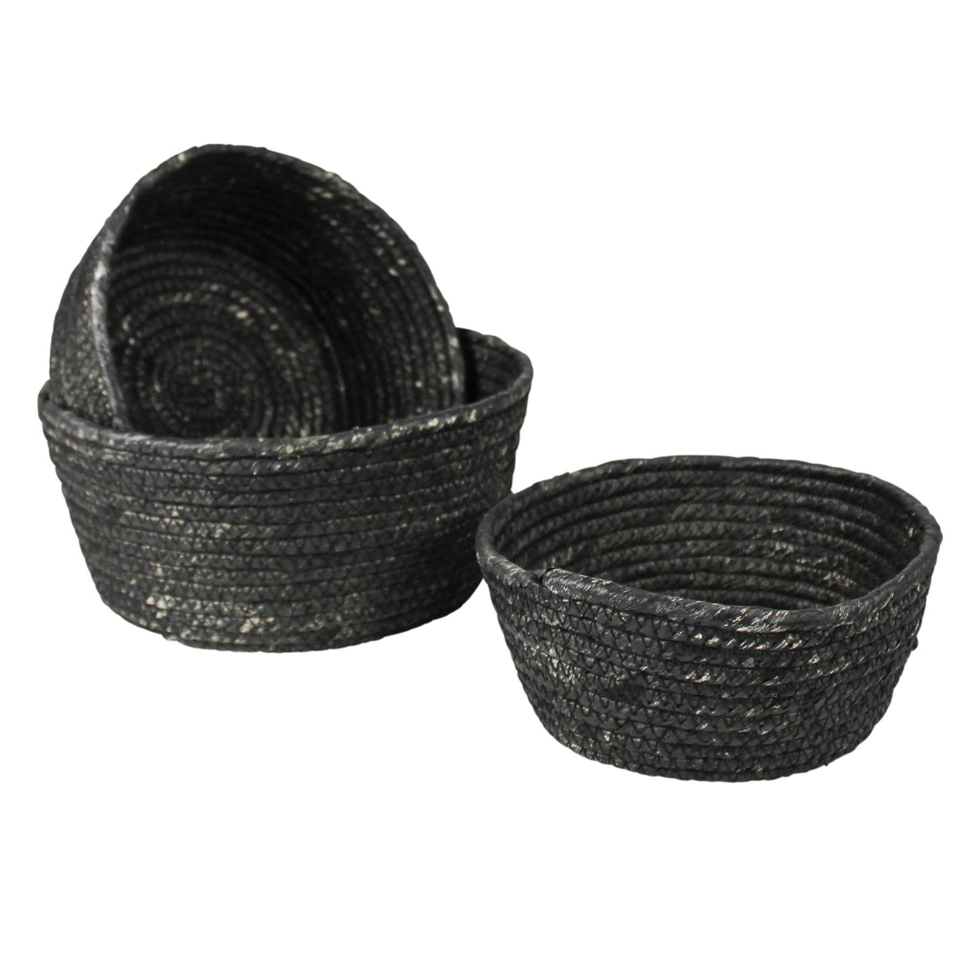 Black Woven Natural Fiber Bowls