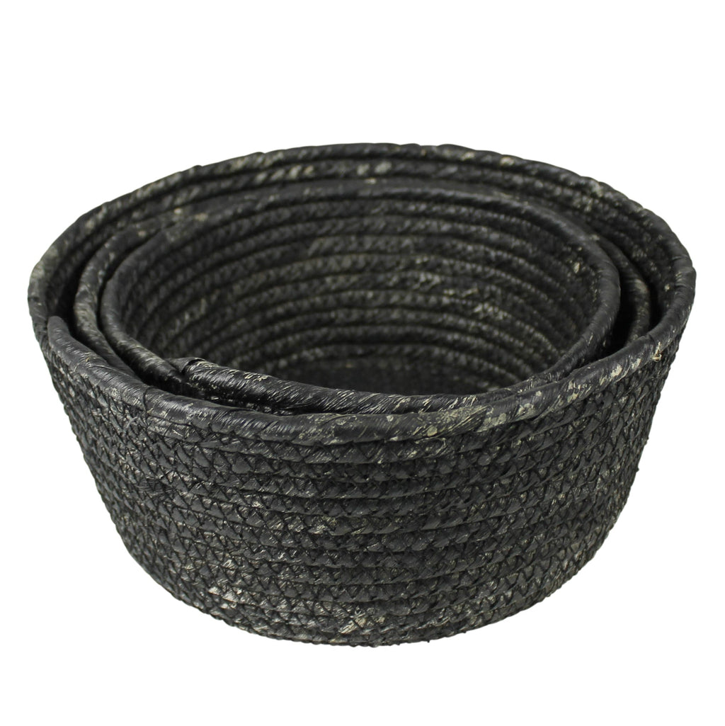 Black Woven Natural Fiber Bowls