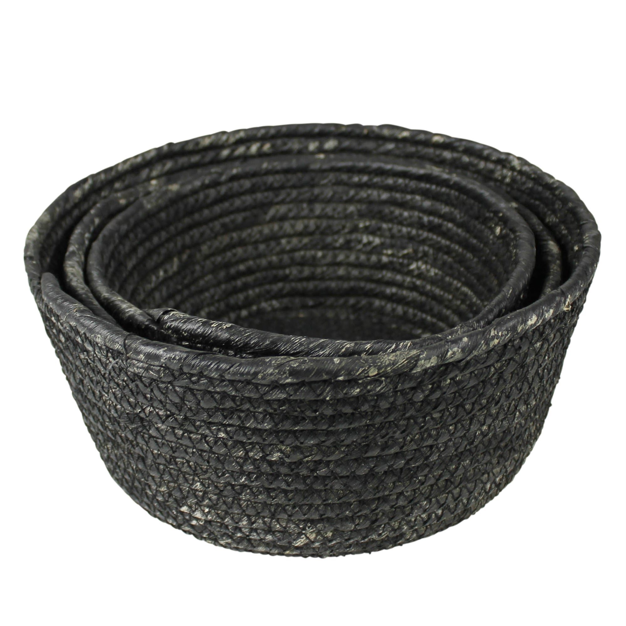 Black Woven Natural Fiber Bowls