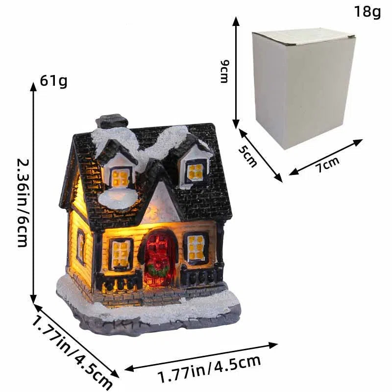 Christmas decorations holiday resin cabins colorful illuminated house tabletop ornaments