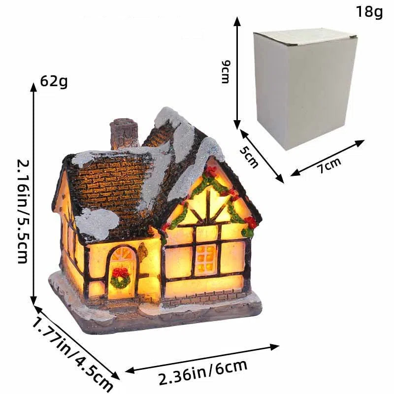 Christmas decorations holiday resin cabins colorful illuminated house tabletop ornaments