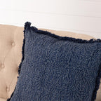Blue Indigo Matelassé Medallion Throw Pillow