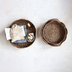 Braided Bankuan & Rattan Scalloped Tray with Handles