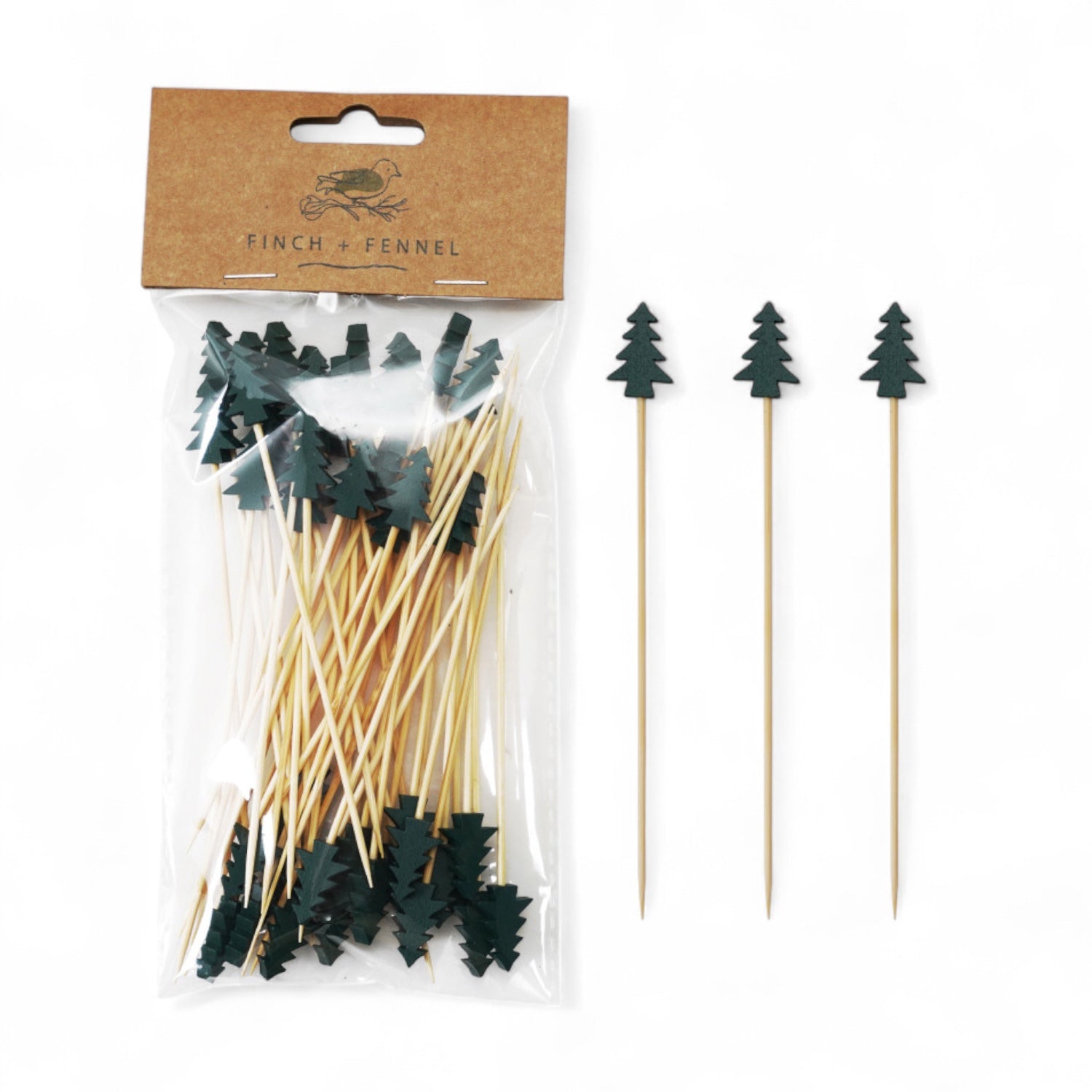 Christmas Tree Bamboo Party Skewers | Set of 50