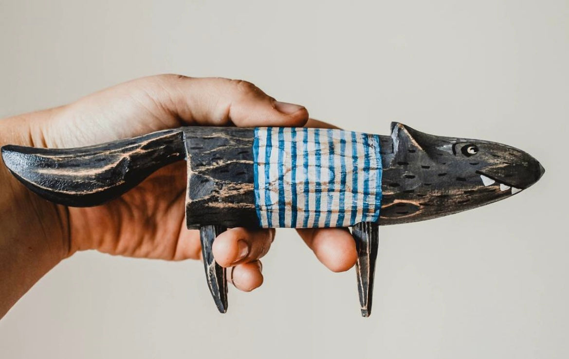 Hand-Carved Wooden Wolf Toy