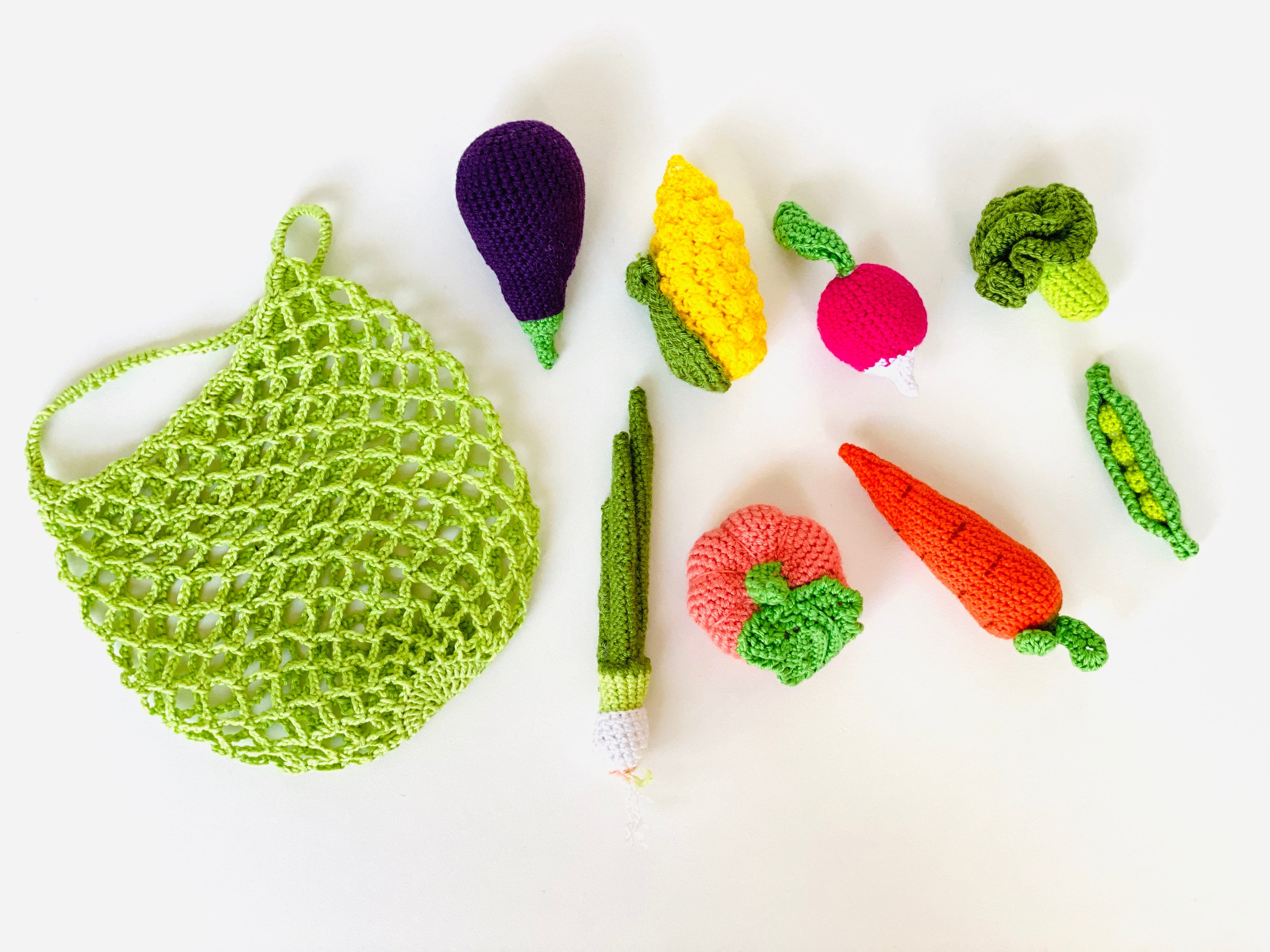 Crochet Vegetables set with a bag