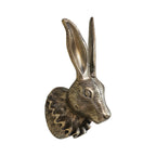 Brass Finish Cast Aluminum Rabbit Head with Ruff Collar Wall Mount